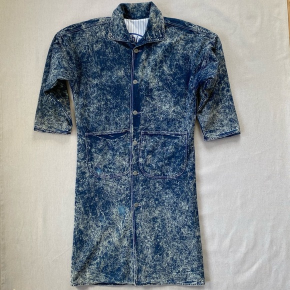 Vintage ID# Official Identification Denim Acid Wash Trench Coat Size 3 Unisex - Picture 3 of 16